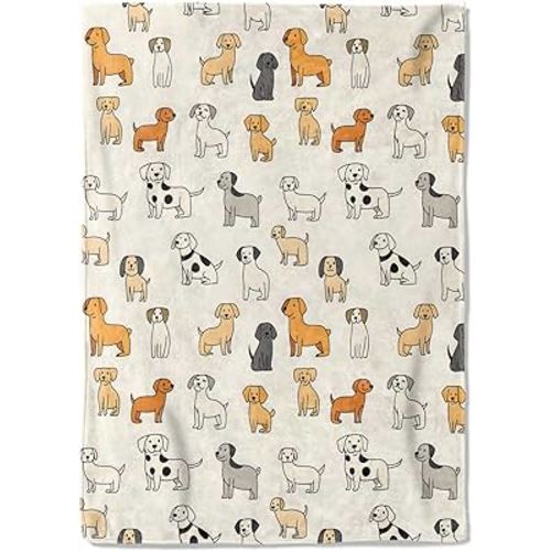 Cute Dog Fleece Blanket - 50x60in Cartoon Puppy Throw Blankets,Soft Cozy Lightweight, Ideal for Living Room Home Fun Decor and Kids Boys Girls Spring Pet Gifts
