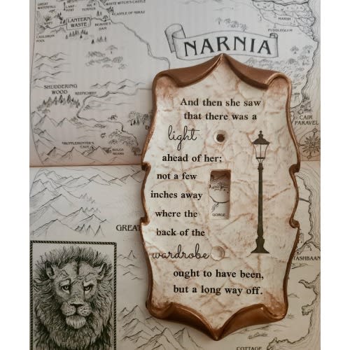 Lamp Post Wardrobe Decoupage Book Page Light Switch Cover