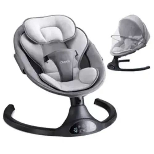 Larex Electric Baby Swing, Soft Lounge Rocker for Newborns with Mesh Seat & Aluminum Base, Remote Control, Bluetooth, 5 Speeds, 10 Melodies, Soft Lounge Swing, Plush, 6 Months,SohoChic, Unisex - TikTok Shop