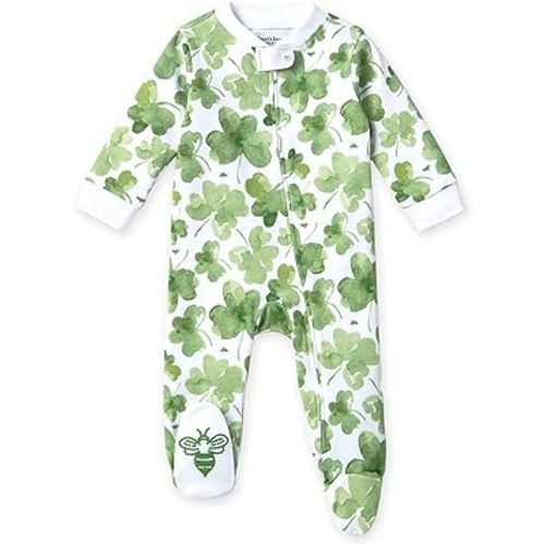 Burt's Bees Baby Girls Footed One-Piece Pajamas, Sleep and Play Loose Fit, 100% Organic Cotton, Sizes NB to 6-9 Months