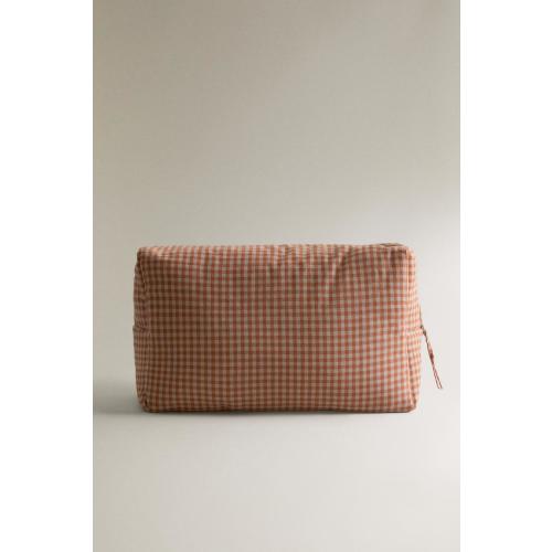 GINGHAM COTTON BABY MAKEUP BAG - Dark orange | ZARA United States
