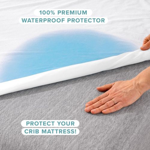 Breathable Waterproof White Crib Mattress Protector by Bare Home