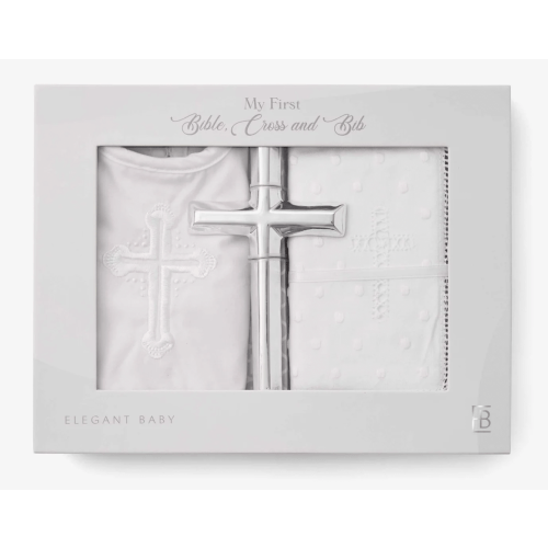 Boys' Bible, Cross, & Bib Christening Gift Set