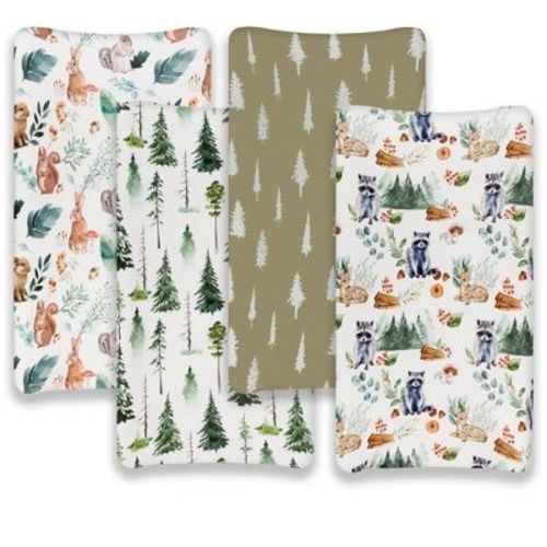 LISM 4 Pack Neutral Unisex Fitted Baby Changing Pad Cover Set