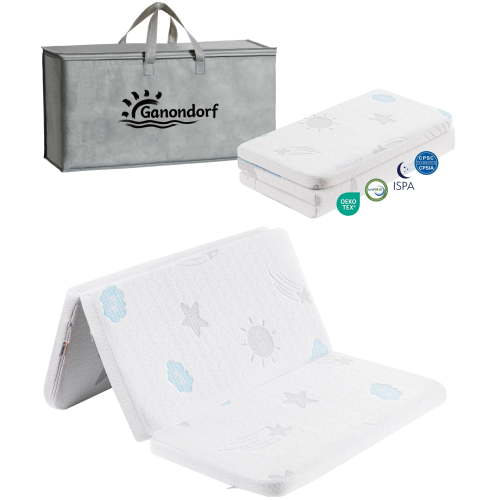 Ganondorf 38"X26"X1.5" Trifold Pack and Play Mattress Mini Pack N Play Mattress Dual-Sided Memory Foam, Waterproof, Breathable, Portable Baby Mattress Pad for Infants & Toddlers