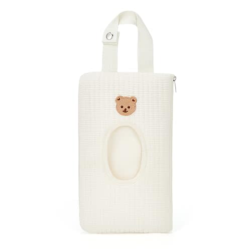 Quilted Baby Wipe Holder Floral Wipe Pouch Portable Hanging Wet Wipes Bag for Stroller, Travel