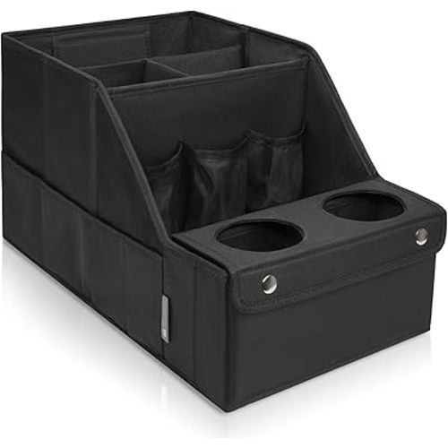 MULISOFT Car Seat Organizer- Backseat Car Organizer with 11 Storages Compartments and 2 Cup Holders, Organizers and Storage, Front Seat for Travel Kids,Black