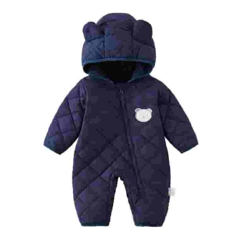 Baby Snowsuit Winter Coat Warm Bear Ears Hooded Jumpsuit Down Coat Hoodie Romper Puffer Jacket,Z14-Navy,18-24 Months