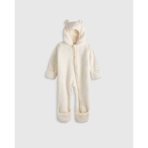 Recycled Sherpa Fleece Baby Bear Bunting - Baby in Ivory