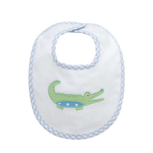Alligator Applique Basic Bib, Blue