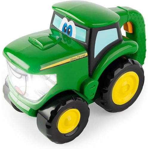 TOMY John Deere Johnny Tractor Toy Flashlight - 2-in-1 Kids Flashlight and Toy Tractor with Free Rolling Wheels - Officially Licensed John Deere Toys- Ages 18 Months and Up