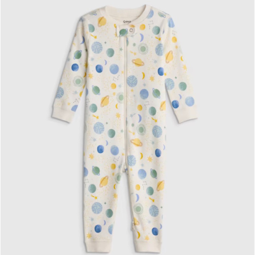 100% Organic Cotton One Piece Pajama - celestial cream dreams
