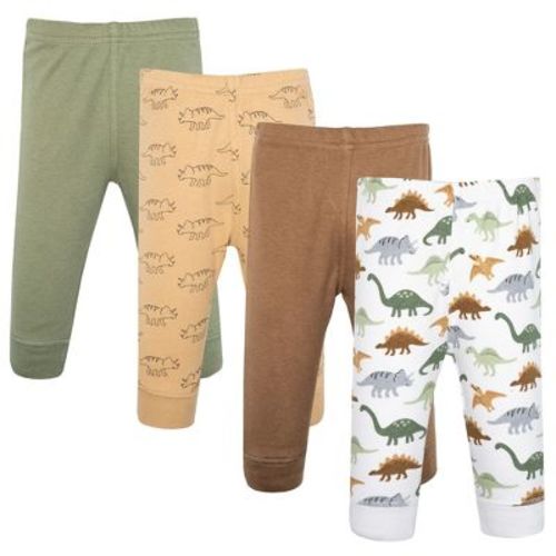 Hudson Baby Boy Cotton Pants and Leggings, Brown Sage Dinosaurs, 6-9 Months