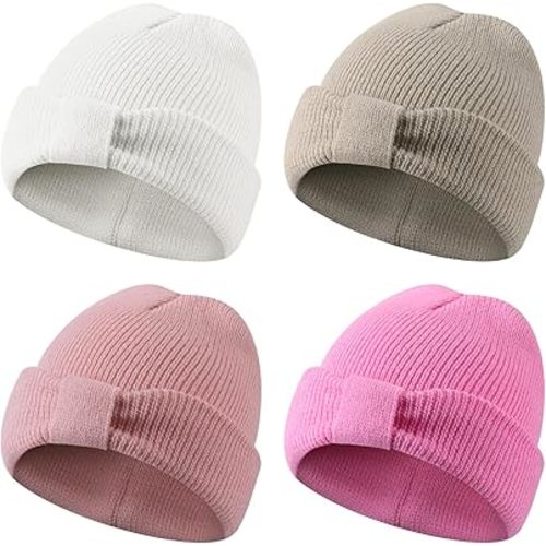 Jeyiour 4 Pcs Cute Preemie Hats Winter Warm Premature Baby Beanie Thermal Knit Cute Preemie Caps for Nicu Hospital Boys Girls