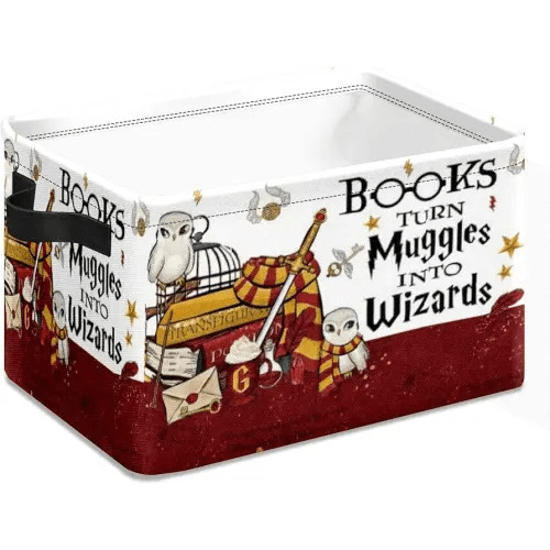 Book Magic Storage Basket Large Foldable Owl Storage Bin Cube Collapsible Organizer for Pantry Bedroom Decor