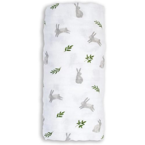 Lulujo Baby Swaddle Blanket Unisex Softest 100% Cotton Muslin Swaddle Blanket Neutral Receiving Blanket for Girls & Boys| 40in x 40in| Baby Gift| Bunnies
