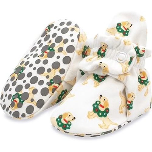 Zutano Unisex Organic Cotton Baby Booties, Stay-On and Non-Slip, Newborn to Toddler