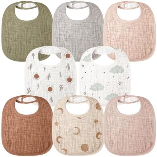 Muslin Baby Bibs 100% Cotton Baby Bandana Drool Bibs for Unisex Baby Girls Boys Toddlers Drooling and Teething