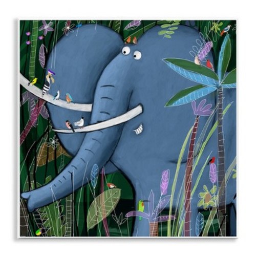 Stupell Industries Elephant Safari Illustration Children's Tropical Jungle Animal Wall Plaque Art, 12" x 12"