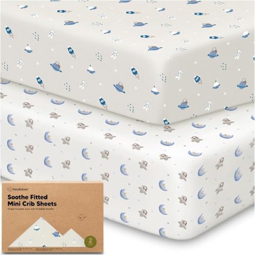 2-Pack Mini Crib Sheets Fitted, 38x26 Pack N Play Mattress Sheets (Cosmo)