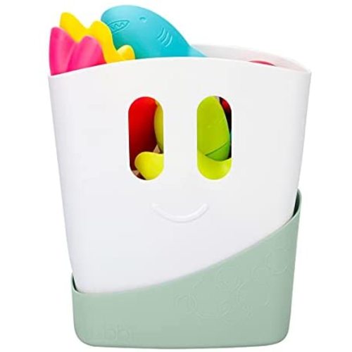 Ubbi Freestanding Bath Toy Organizer Bath Caddy with Removable Drying Rack Bin & Scoop for Toddlers + Baby, Sage