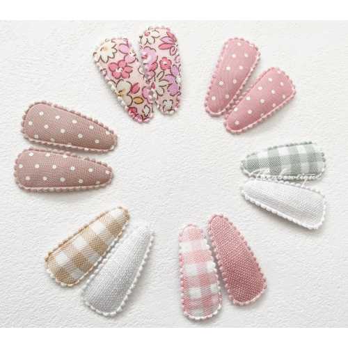 Fabric Mini Snap Hair Clips Set: Scalloped Edge Toddler Clips (3.5cm)
