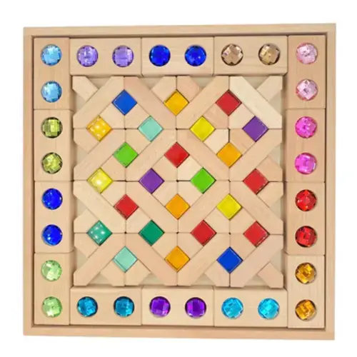 54 Pcs Combination Set With X-shape And Rectangular Gemmed Blocks And Lucite Cubes