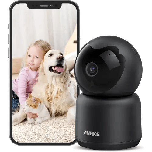ANNKE Crater 2-2K WiFi Pan Tilt Smart Security Camera, 3MP Baby/Pet Monitor, Indoor Camera 360-degree with Two-Way Audio, Human Motion Detection, Cloud & SD Card Storage, Compatible with Alexa-Black