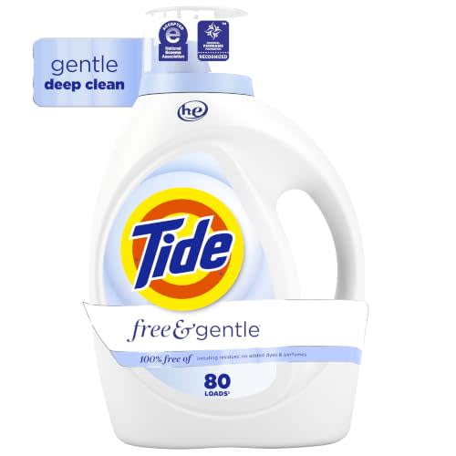 Tide Free & Gentle Liquid Laundry Detergent, 80 Loads, 105 fl oz, Tide Laundry Detergent, Clean Laundry Detergent