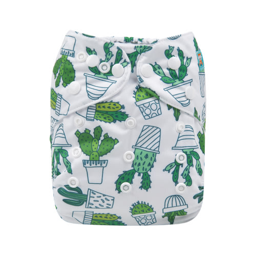 ALVABABY Print Cloth Diaper - One Size Adjustable Washable & Reusable Diaper for Babies and Toddlers (Cactus, H134A)