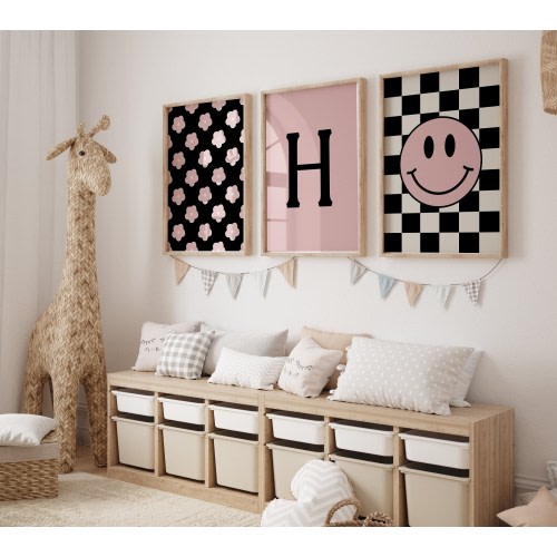 Girls Nursery Posters - Customized Initial Print - Digital Download