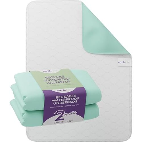 Incontinence Bed Pads - Reusable Waterproof Underpad Chair, Sofa and Mattress Protectors - Highly Absorbent, Machine Washable - for Children, Pets and Seniors (34x52 (Pack of 2), Green)