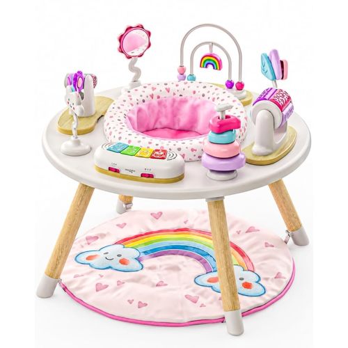 Little Acorn, 4-in-1 Baby Activity Center | Montessori-Inspired Design | 8 Interactive Toys | Tummy Time, Exersaucer & Toddler Table | Shower Gift | Essential (Rainbow)
