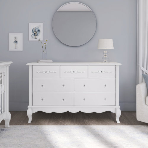 Evolur Aurora 7 Drawer Dresser in FROST