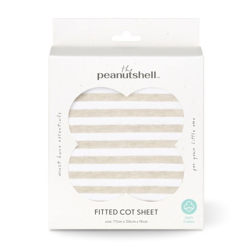 Peanut Shell Cot Fitted Sheet Safari Dreams Stripe