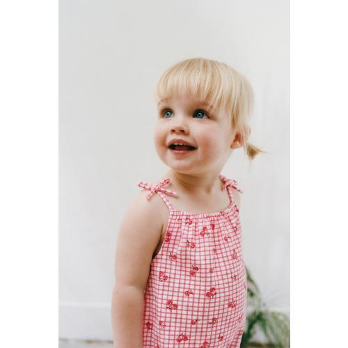 PLAID AND CHERRY ROMPER - Red / White | ZARA United States