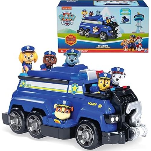 PAW Patrol Team Cruiser, Large Scale Vehicle with Exclusive Chase, Marshall, Skye, Rubble, Rocky & Zuma Action Figures, Toys for Boys & Girls Ages 3+