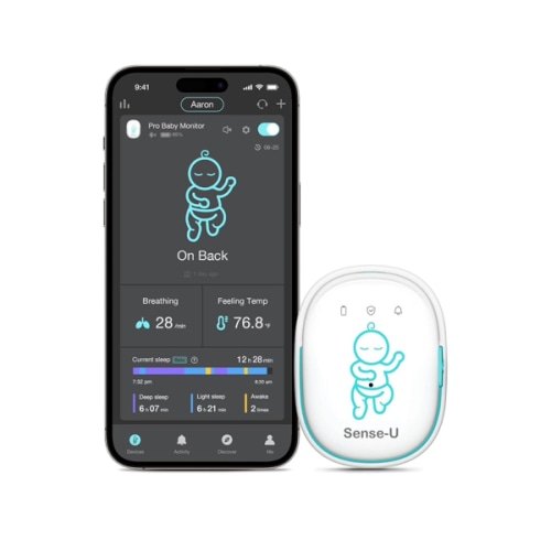 Sense-U Pro Baby Monitor – Breathing Movement, Rollover & Overheating Trackers for Better Sleep, Simple Clip-On Smart Sleep Monitor with Arousal Vibration, Audible Alerts & Sleep Analysis