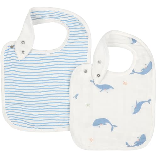 Bamboo Little Baby Bibs (Pack of 2) - Bibs with Adjustable Snaps- Absorbent Terry Backing