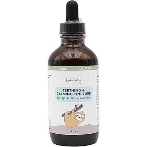 Balm Baby Natural Baby Teething & Calming Tincture - Calms, Soothes Gums and Discomfort – Vegan - Glass Bottle with Glass Dropper (4oz)