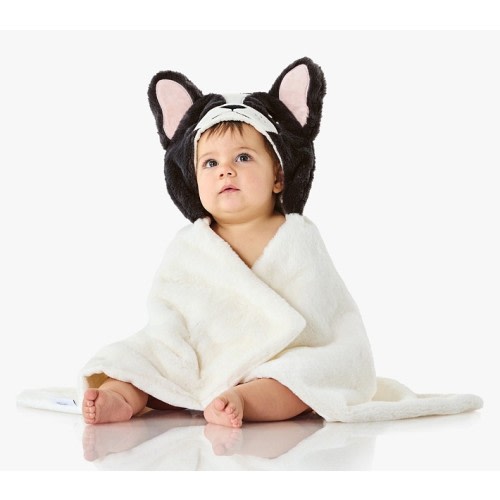 Pippa Frenchie Faux Fur Baby Hooded Towel