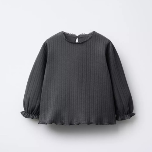 POINTELLE TOP - Anthracite grey | ZARA United States