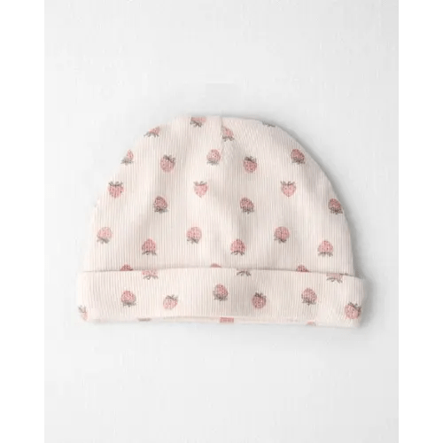 Baby Girl Organic Cotton Rib Cap in Strawberry - Little Planet | Carter's