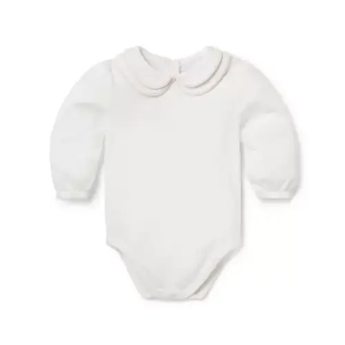 White Baby Double Collar Bodysuit by Janie and Jack