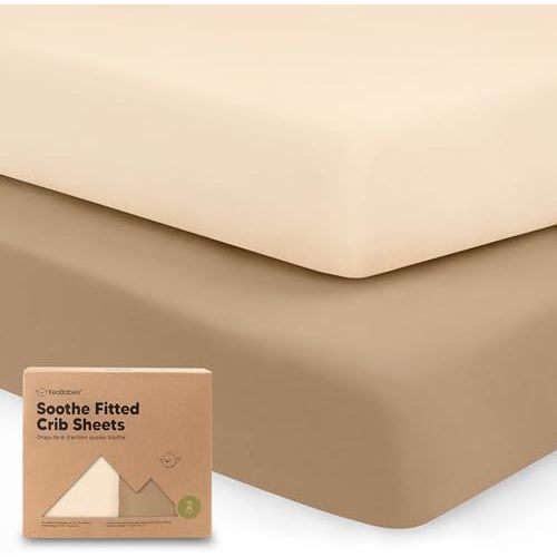KeaBabies 2pk Organic Cotton Crib Sheets for Boys Girls 52x28, Pecan