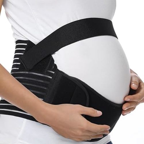 FITTOO Maternity Belt Back Support Belly Band Pregnancy Belt Support Brace Abdominal Binder Waist Support Black S