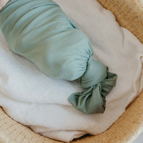 Rib Knit Swaddle Blanket - Clover
