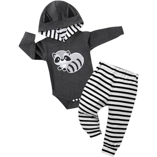 Latnnut Baby Clothes Boy Newborn Outfits Animal Print Long Sleeve Romper and Pants 2PCS Fall Winter Infant Clothing Set