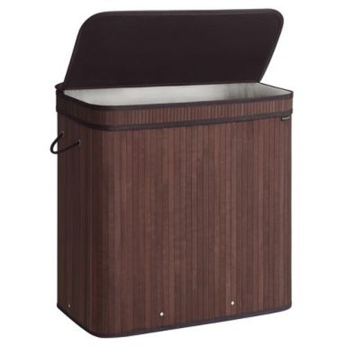 SONGMICS 39.6 Gal (150L) Laundry Hamper with Lid, Bamboo Laundry Basket, Removable Machine Washable Laundry Basket with Handles Chestnut Brown