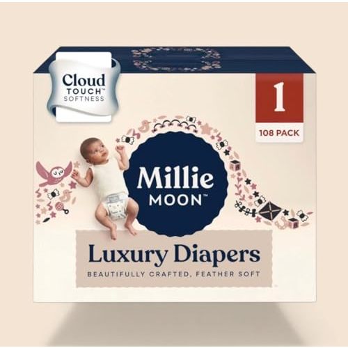 Millie Moon Luxury Diapers (Size_1 /Count_108) daiper Range 6_11 lbs,
